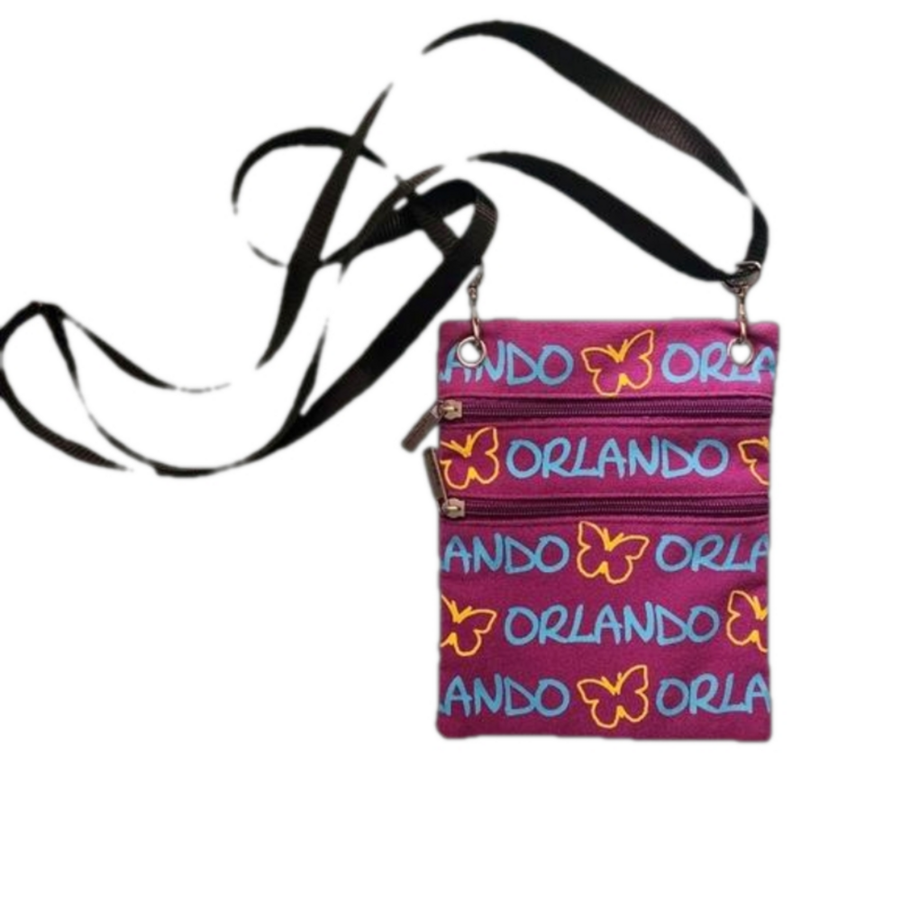 3/$25 Robin Ruth cross body Orlando Florida butterfly print travel bag